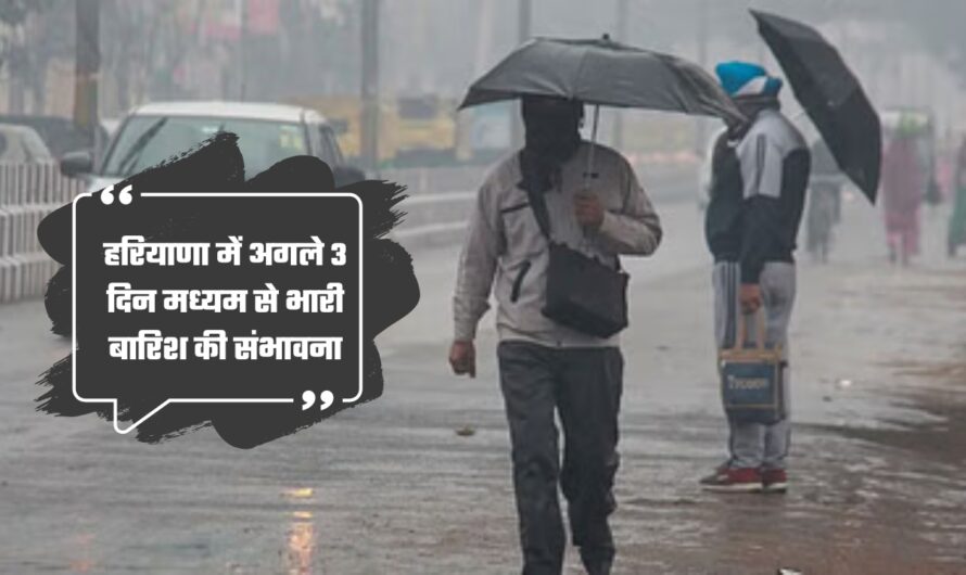 Haryana Weather forecast: हरियाणा में अगले 3 दिन मध्यम से भारी बारिश की संभावना, मौसम विभाग ने जारी किया अलर्ट