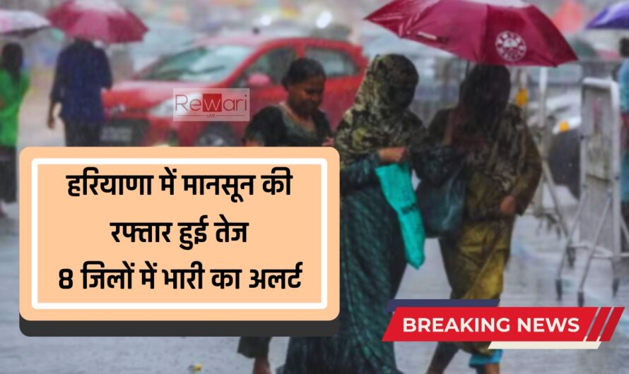 Haryana Weather : हरियाणा में मानसून की रफ्तार हुई तेज, इन 8 जिलों में भारी का अलर्ट हुआ जारी, देखें ताजा अपडेट