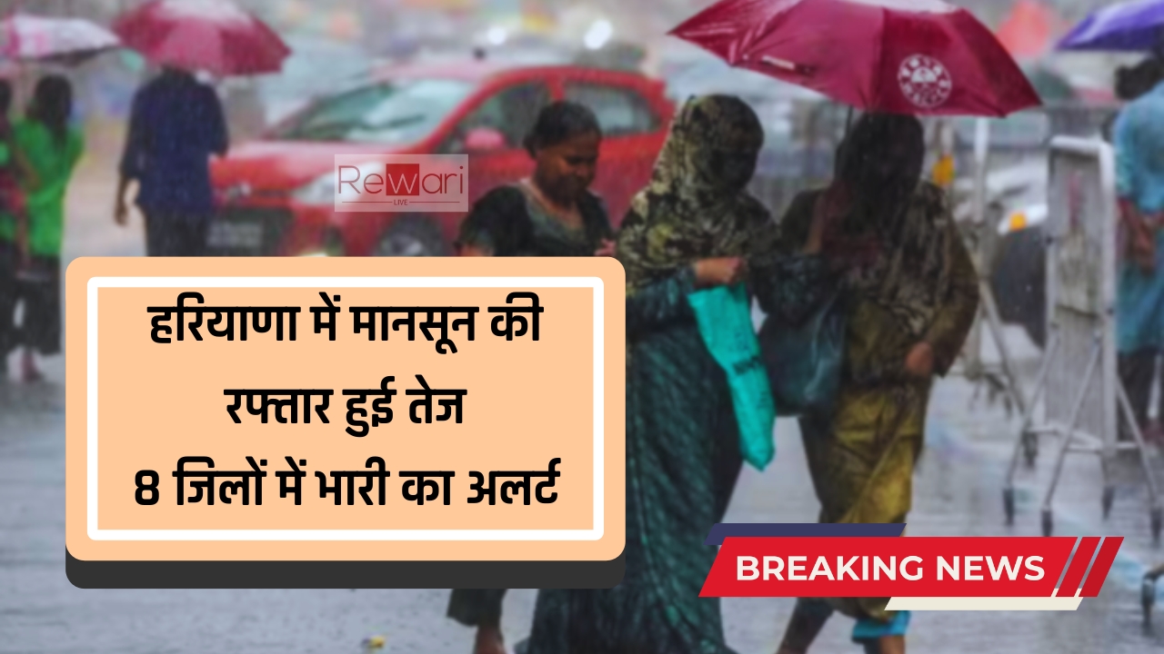 Haryana Weather : हरियाणा में मानसून की रफ्तार हुई तेज, इन 8 जिलों में भारी का अलर्ट हुआ जारी, देखें ताजा अपडेट