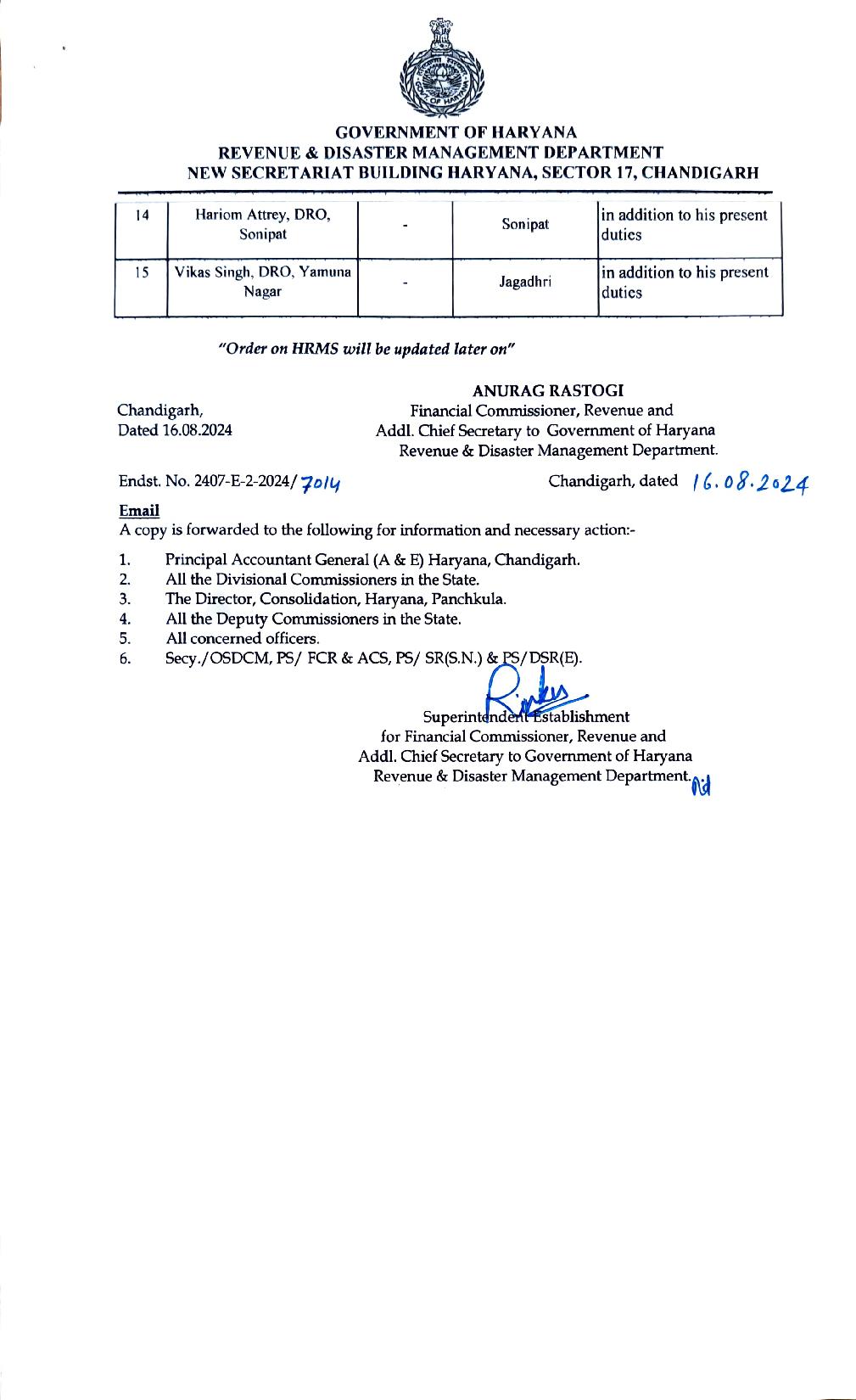 Haryana Tehsildar Transfer: हरियाणा में बड़े स्तर पर तहसीलदारों के तबादले, देखिए पूरी लिस्ट