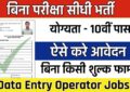 Data Entry Operator Jobs: 10वीं पास युवाओं के लिए निकली बिना परीक्षा सीधी भर्ती, ऐसे करे आवेदन